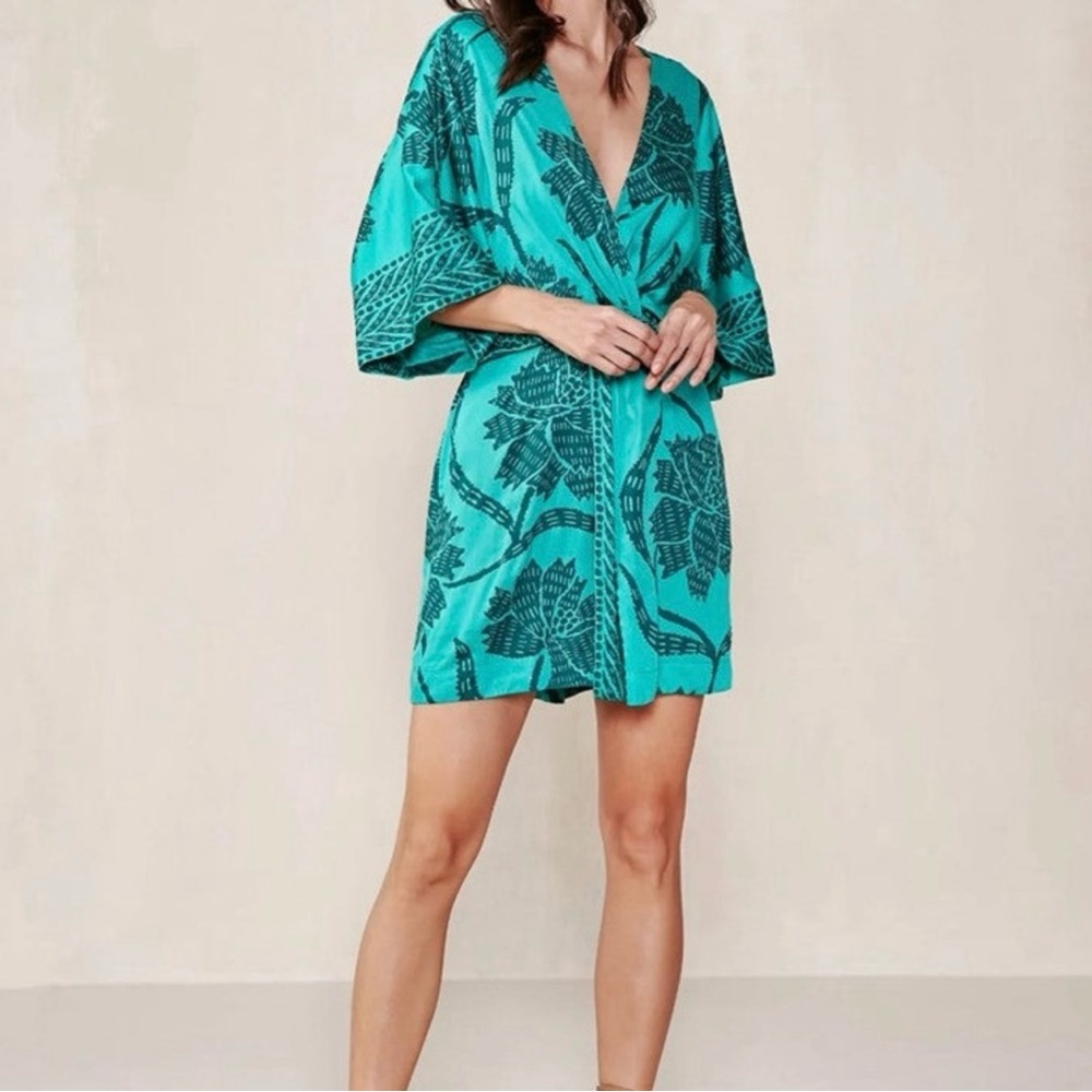 Omika-Margot teal wrap kimono style mini dress-NWOT. Never worn.